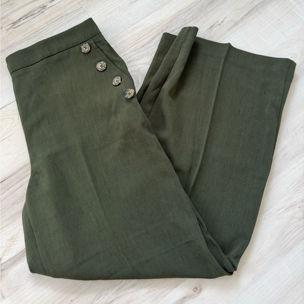 Wide Leg Women's Pants in Olive Green